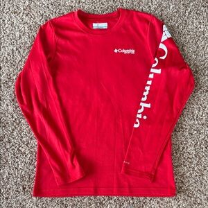 Columbia PFG Kids' Red Long Sleeve Performance Tee Medium 10-12
